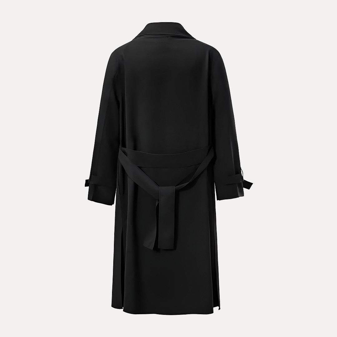 Lucas – Trench Lungo da Uomo con Cintura Posteriore e Colletto Classico