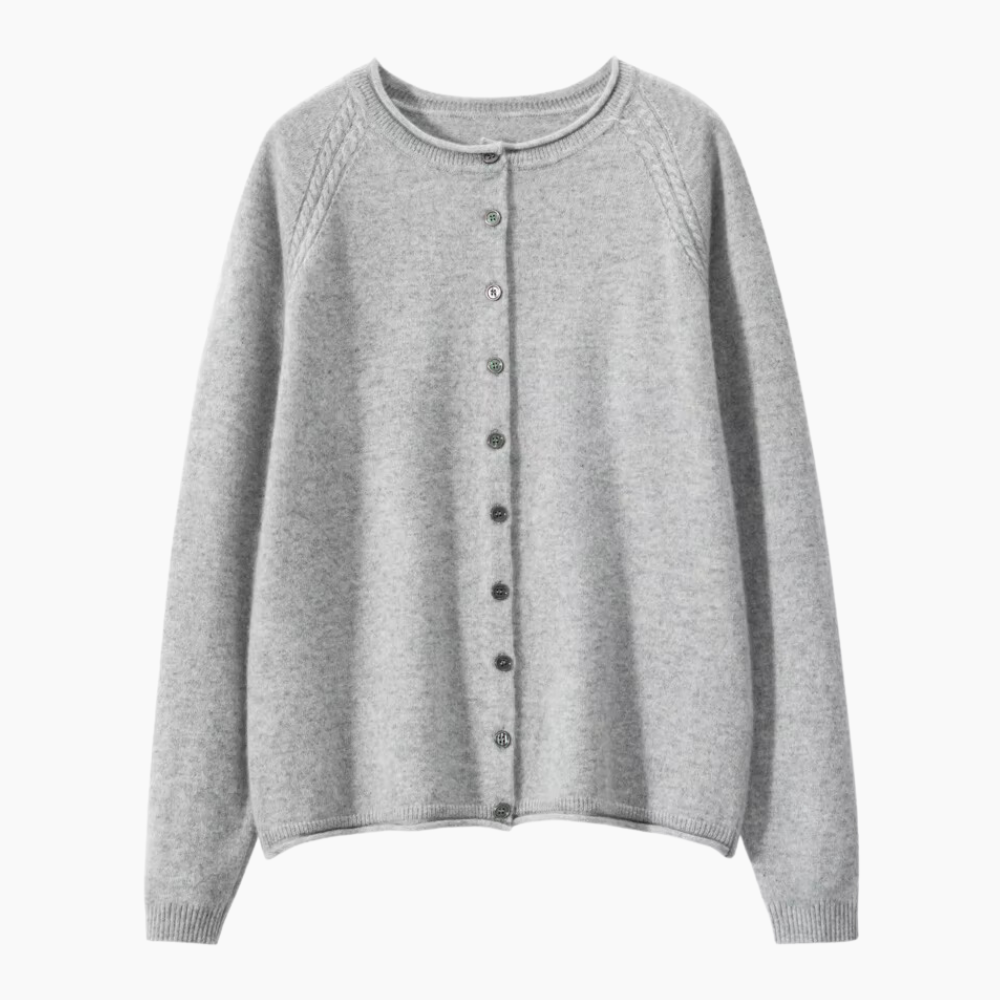 Dahlia – Cardigan Donna in 100% Cashmere con Collo Rotondo