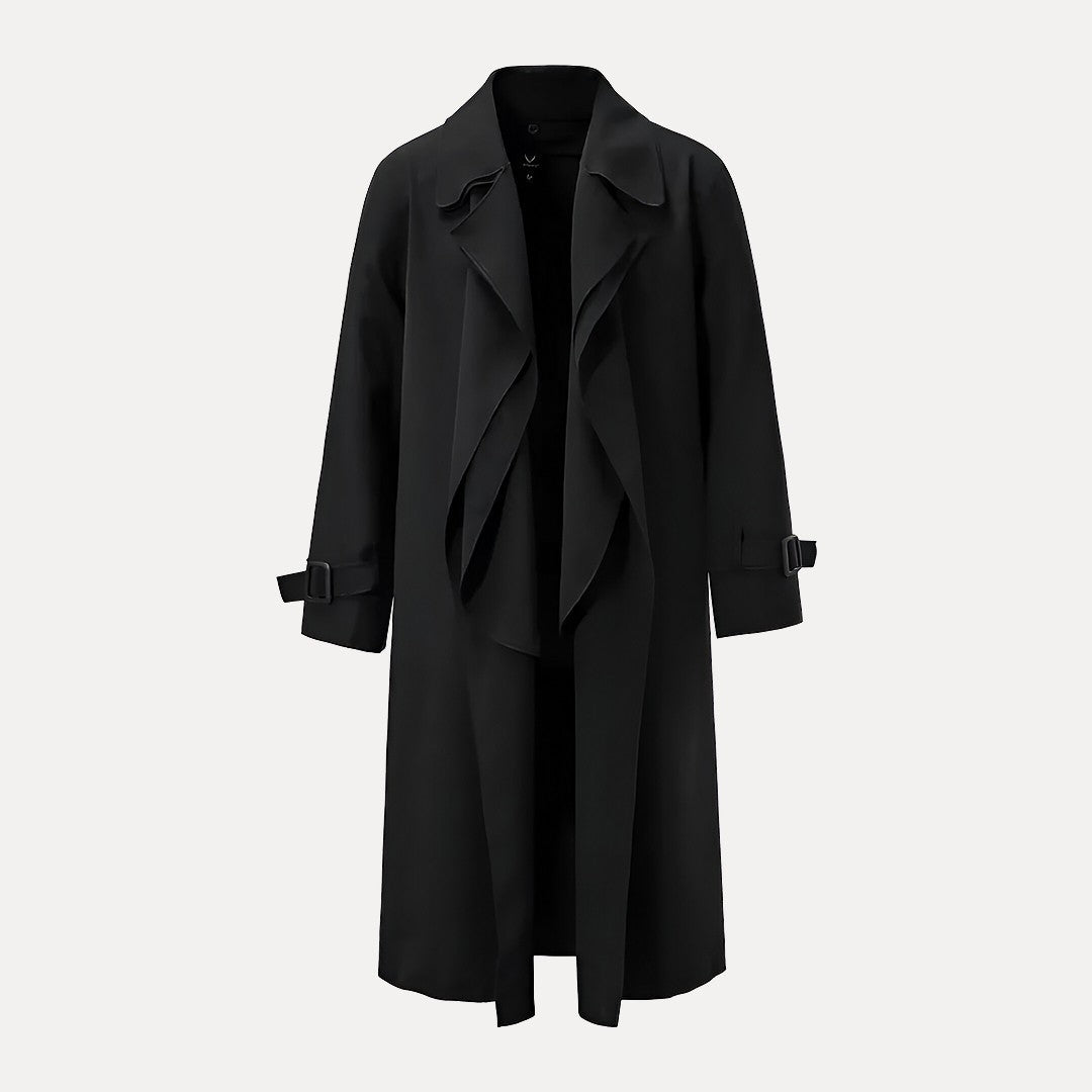 Lucas – Trench Lungo da Uomo con Cintura Posteriore e Colletto Classico