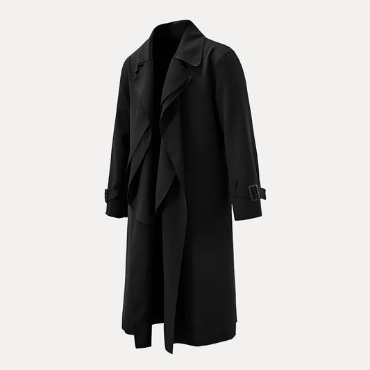 Lucas – Trench Lungo da Uomo con Cintura Posteriore e Colletto Classico