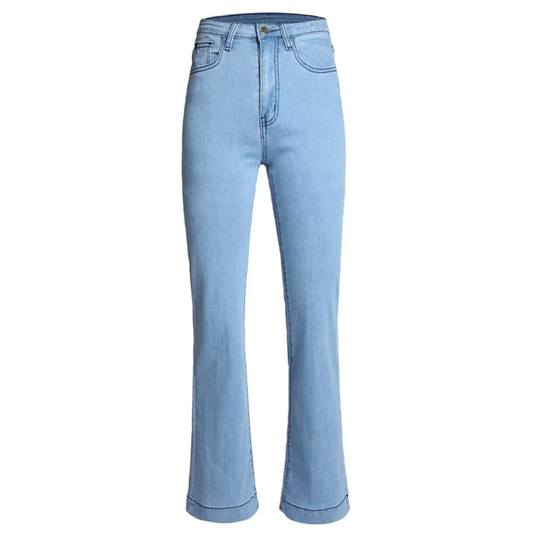Bianca – Jeans Donna a Vita Alta con Gamba Larga in Denim Azzurro
