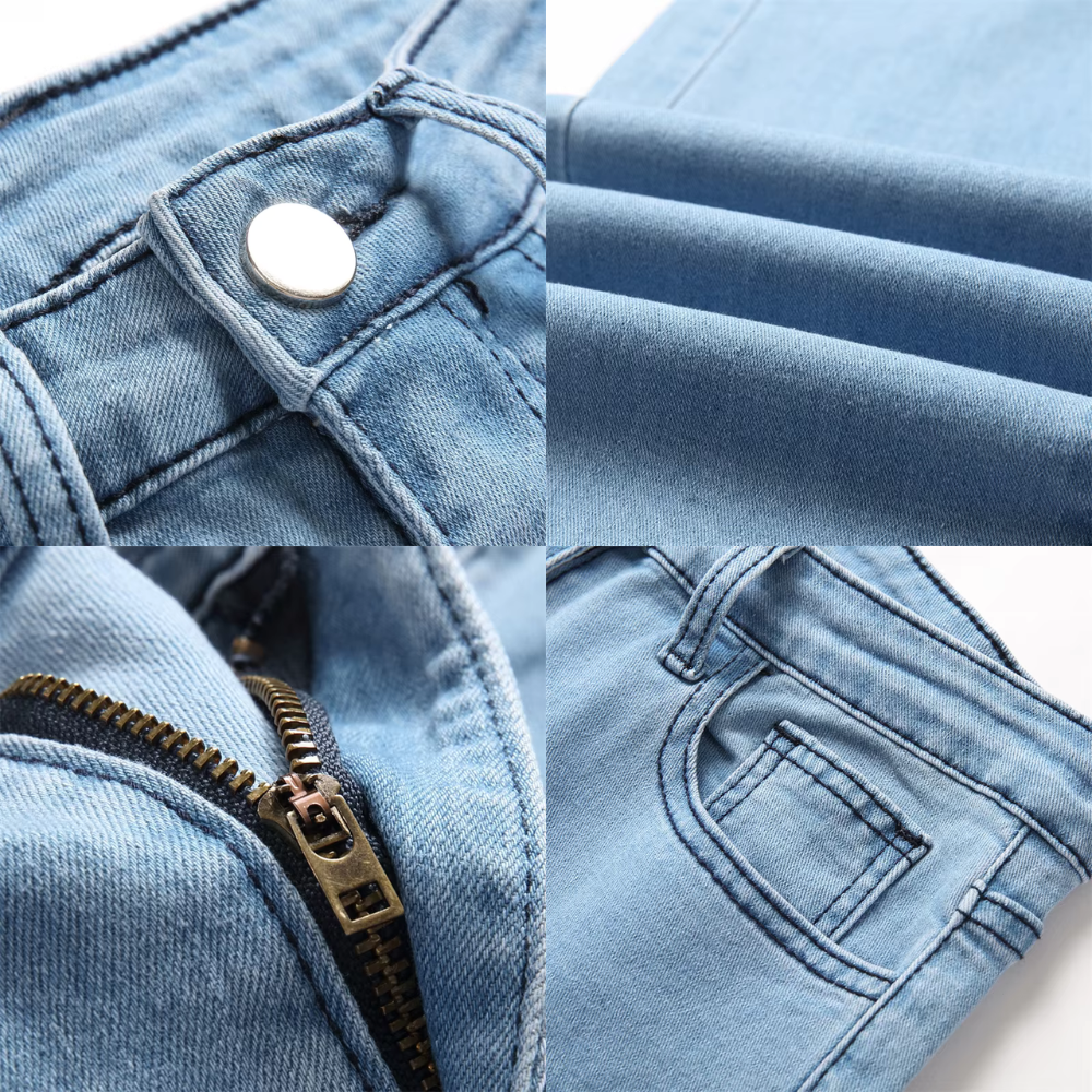 Bianca – Jeans Donna a Vita Alta con Gamba Larga in Denim Azzurro
