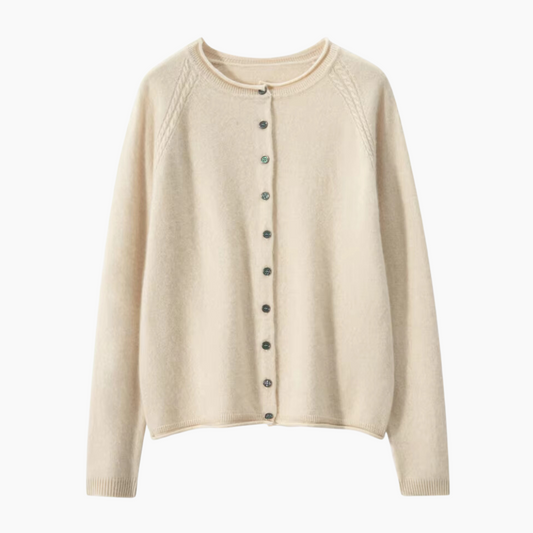 Dahlia – Cardigan Donna in 100% Cashmere con Collo Rotondo