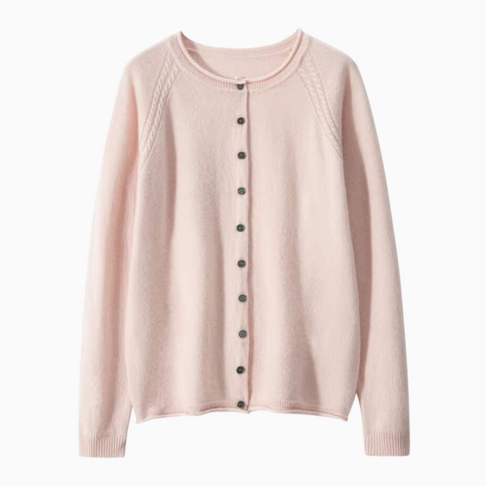 Dahlia – Cardigan Donna in 100% Cashmere con Collo Rotondo