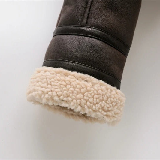 Sophia – Giacca da Donna Foderata in Peluche con Finitura Effetto Pelle